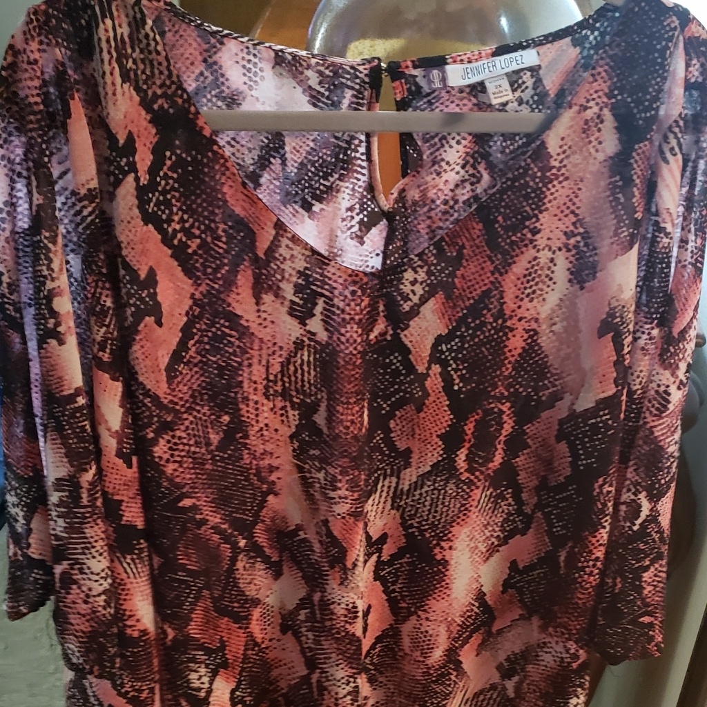 Jennifer Lopez Chiffon Butterfly Multicolor Blouse